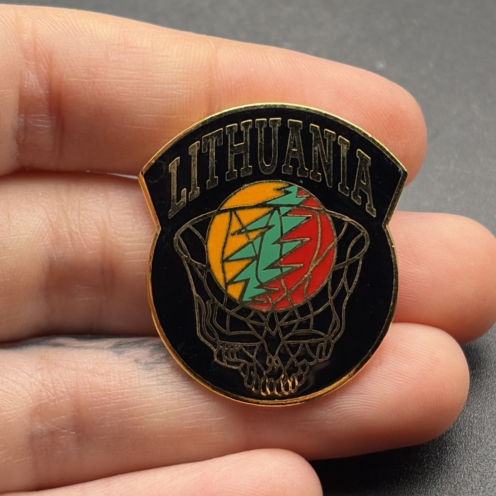 Grateful Dead Pin Vintage 1996 Lithuania Basketball Pinback Badge Lietuva LE 25K